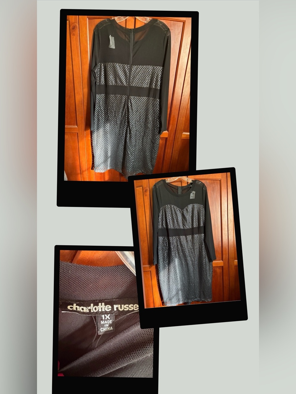 Charlotte Russe Black Long Sleeve Mesh Dress #1602